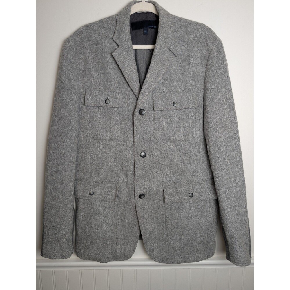 Joseph Abboud Collection Gray Wool Blend Safari Jacket Sport Coat Blazer Size M